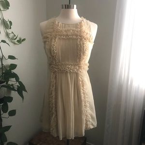 Sheer, Cream Dress with Ruffles